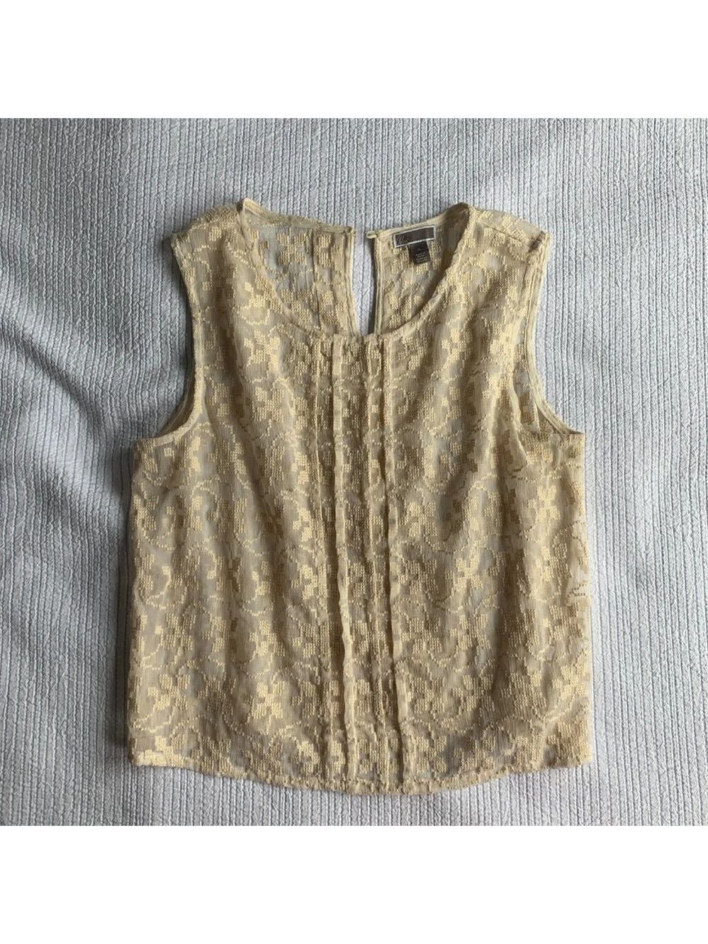 Chelsea 28 Embroidered Tank Top Cream Sheer Lace Sleeveless